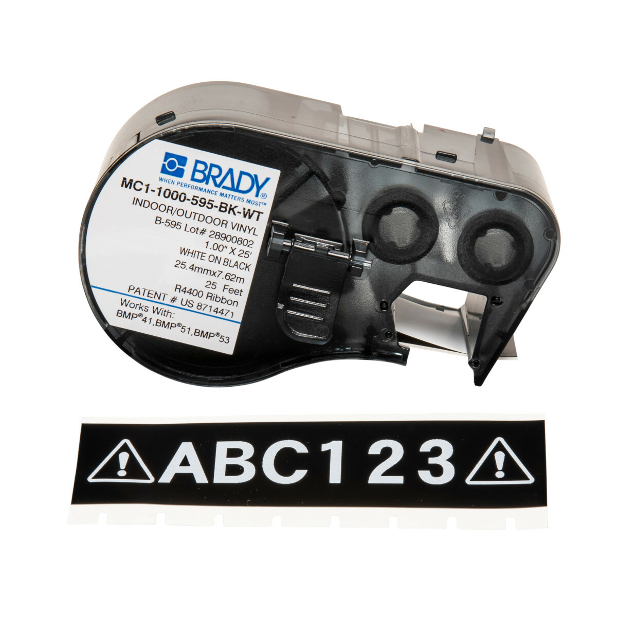 Label Vinyl 1in x 25ft WT/BK