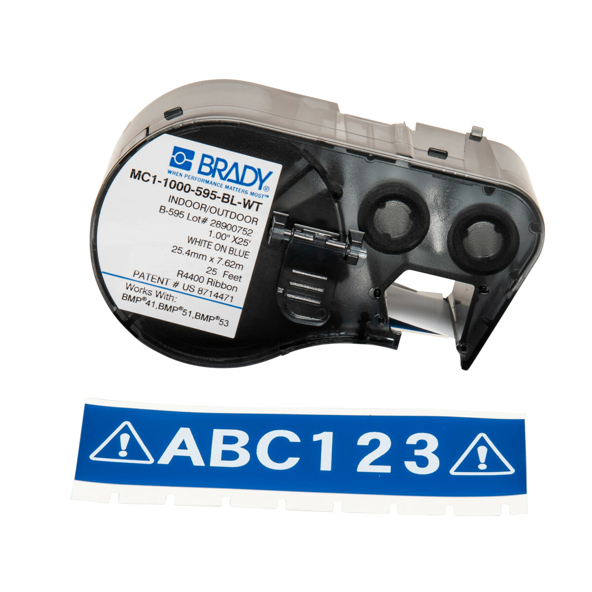 Label Vinyl 1in x 25ft WT/BU