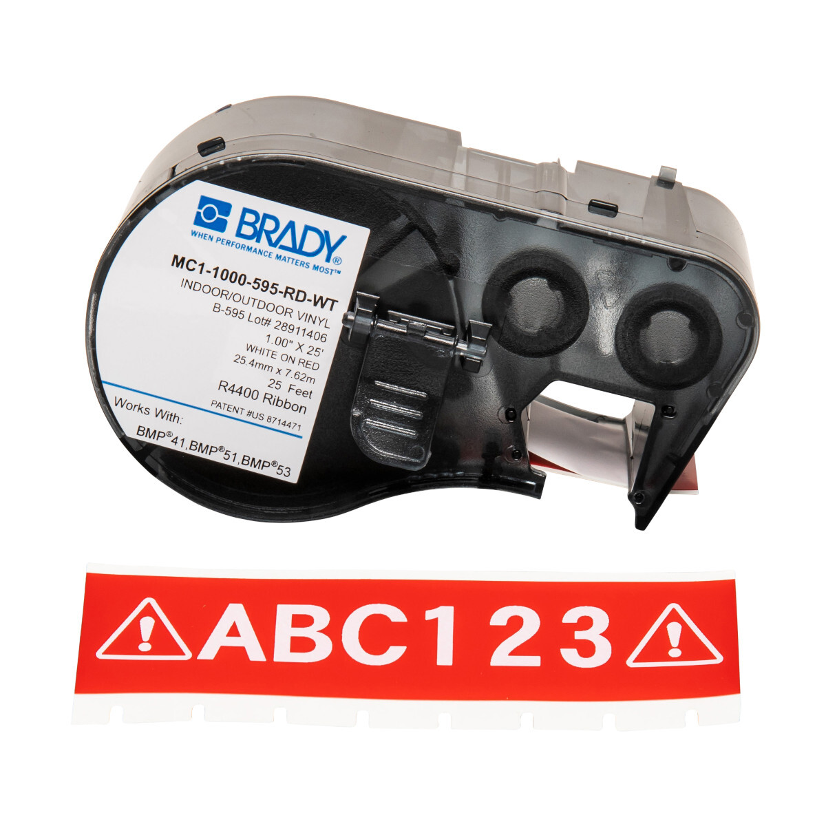 Label Vinyl 1in x 25ft WT/RD