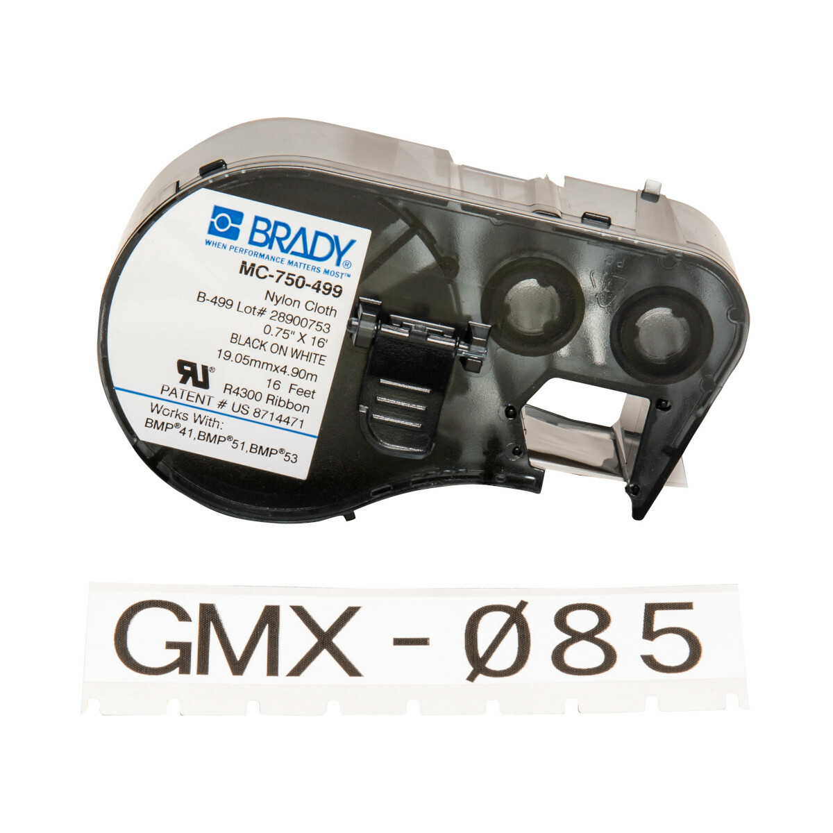 Label Nylon 0.75in x 16ft BK/WT