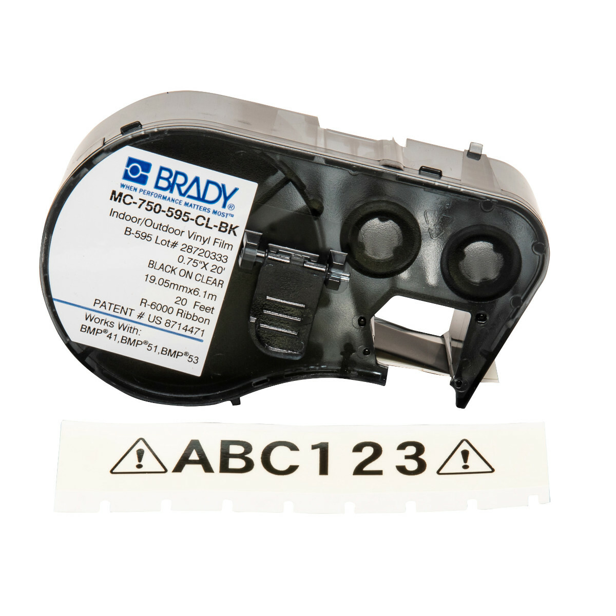 Label Vinyl 0.75in x 20ft BK/CL