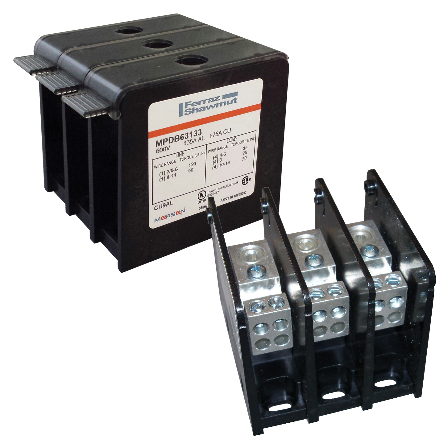 MPDB Series UL 1953 1000V - 175A CU INT 1-Pole 1 - 10 2/0-#14 #6-#14