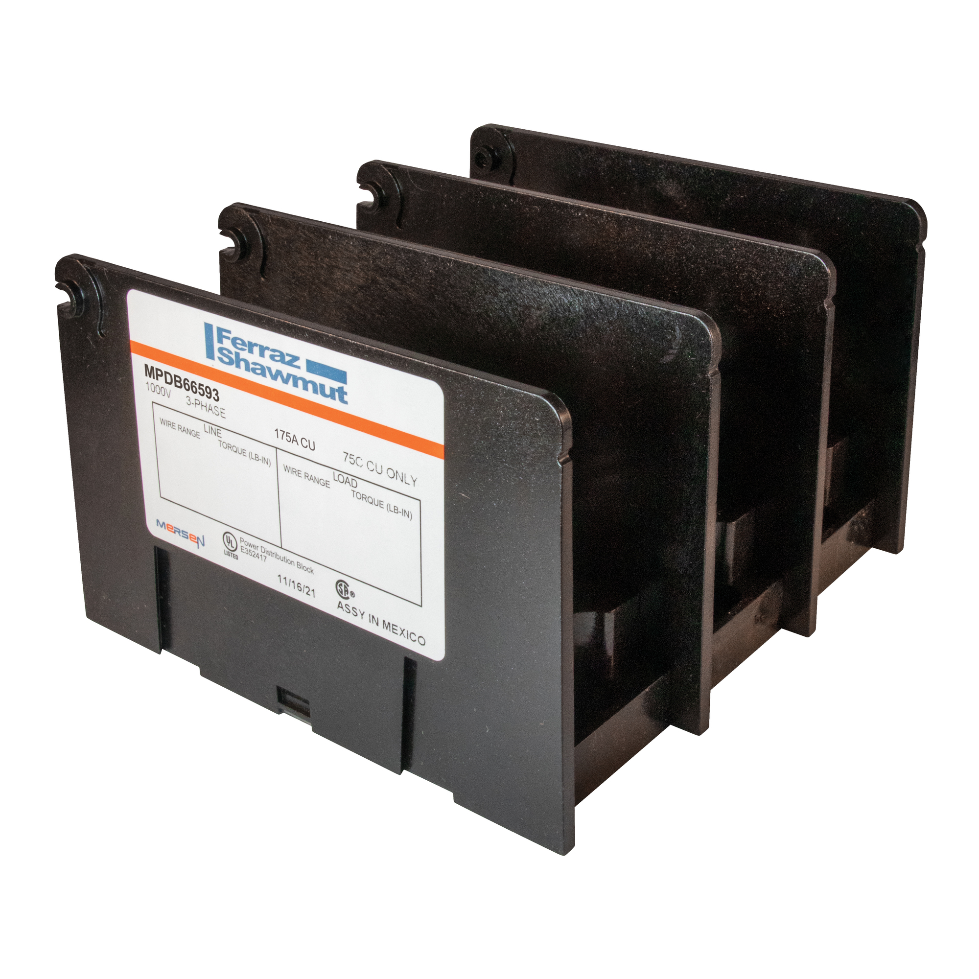 MPDB Series UL 1953 1000V - 175A CU INT 3-Pole 1 - 10 2/0-#14 #6-#14