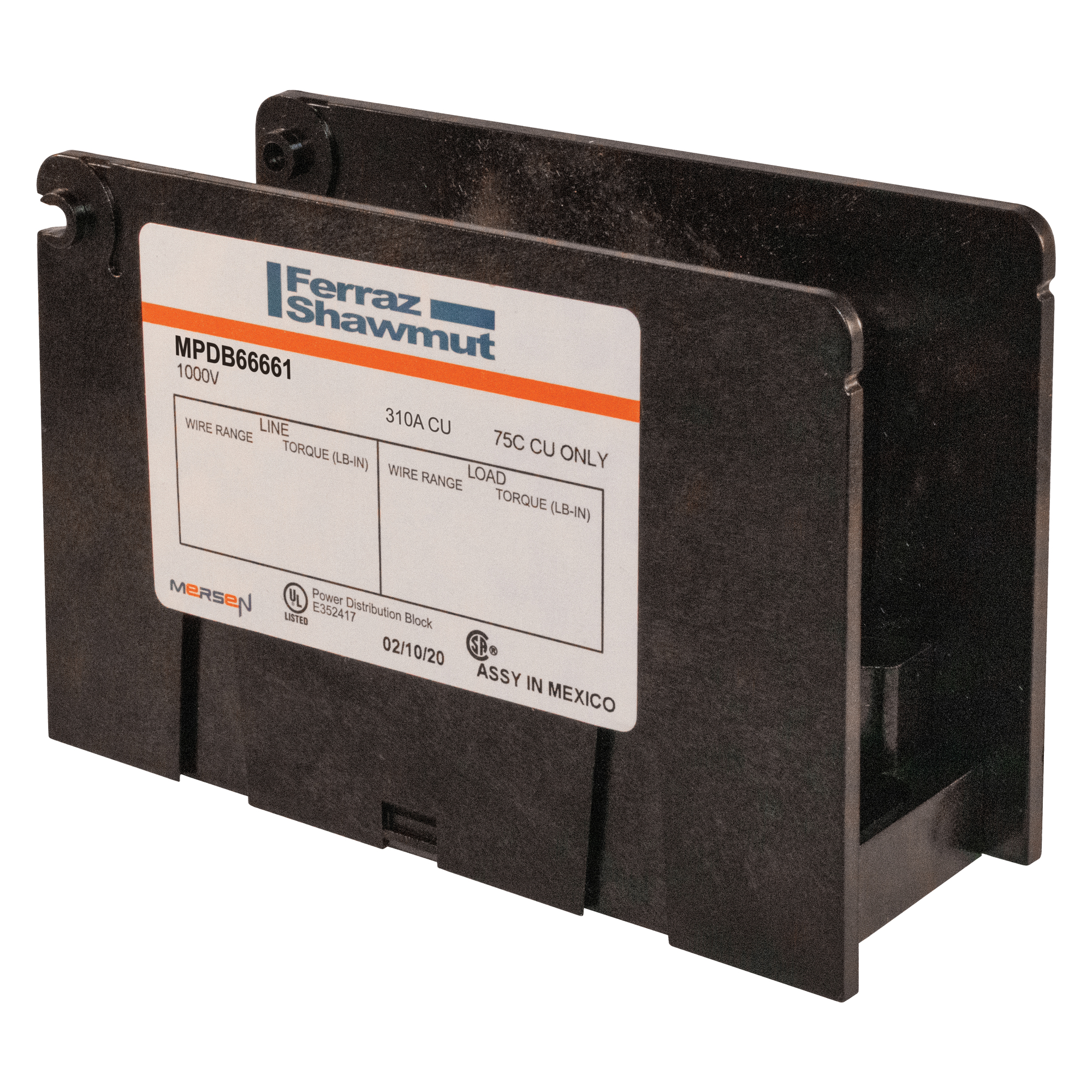 MPDB Series UL 1953 1000V - 310A CU INT 1-Pole 1 - 6 350-#6 #2-#14