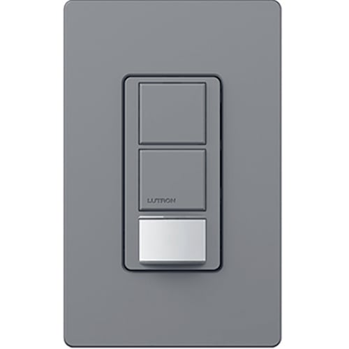Maestro dual-circuit occupancy sensing switch combines two switches with an in wall, passive infrared partial-on  sensor in gray