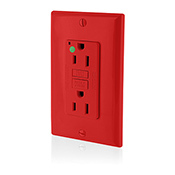 Hospital Grade Slim GFCI Duplex Receptacle with Wallplate 15-Amp 125-volt Red