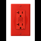 20 Amp 125 Volt Receptacle 20 Amp Feed-Through SmartLock Pro Slim GFCI monochromatic back and side wired wallplate and self grounding clip included - Red