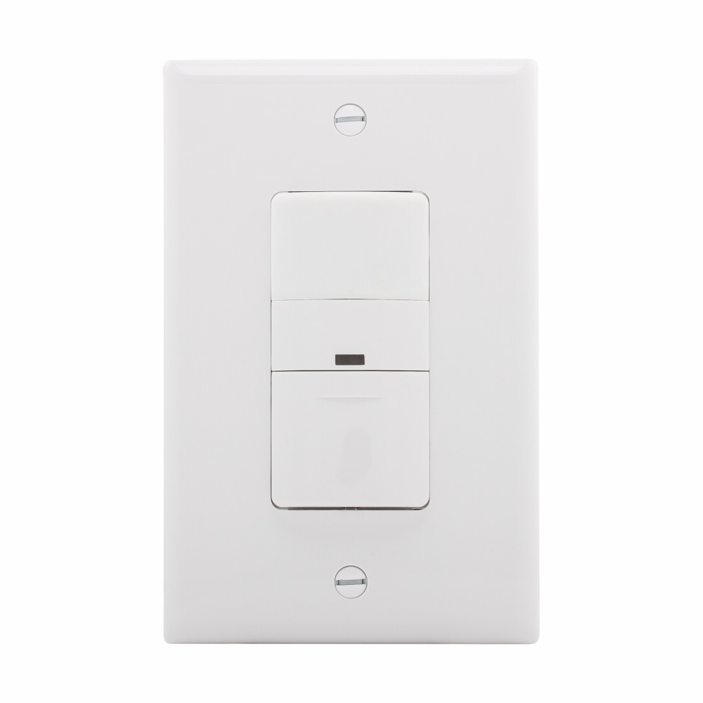 Eaton occupancy sensor switch, No neutral required, Flush, 120V, Wire leads, Maintained closure, White, Incand, MLV, ELV, Flrsnt, CFL, LED, halo, 1-pole, 3-way, 1-phase, 450 sq ft, Occupancy, 600W 722233