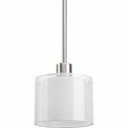 Invite the beauty of light into your home with this Brushed Nickel one-light mini-pendant. Invite provides a welcoming silhouette with a unique shade comprised of an inner glass globe encircled by a translucent sheer Mylar shade. The rich, layering effect creates a dreamy look that is both elegant and modern. Offered as a complete collection, the Invite styling can be carried throughout your home or as a focal style in a special room.