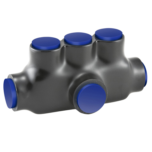 Nimbus4Flex Shapes Insulated Aluminum Multi-Tap Connector, Conductor Range 350-6, Flex 250-6 H,I,K 4/0-4 M 262.2-4 DLO, 3 Ports, T shaped, Tin Plated, UL, CSA