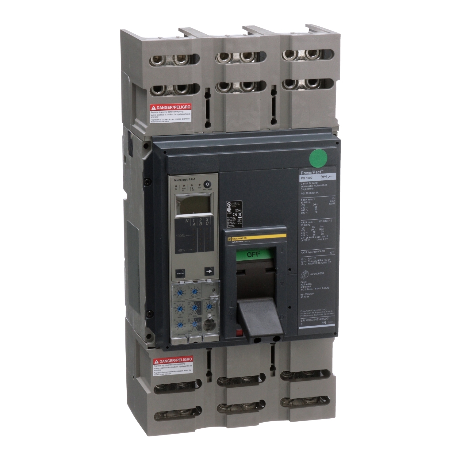 PGL36100U44A Molded Case Circuit Breaker, 1000 Amp, 3 Pole, 600V