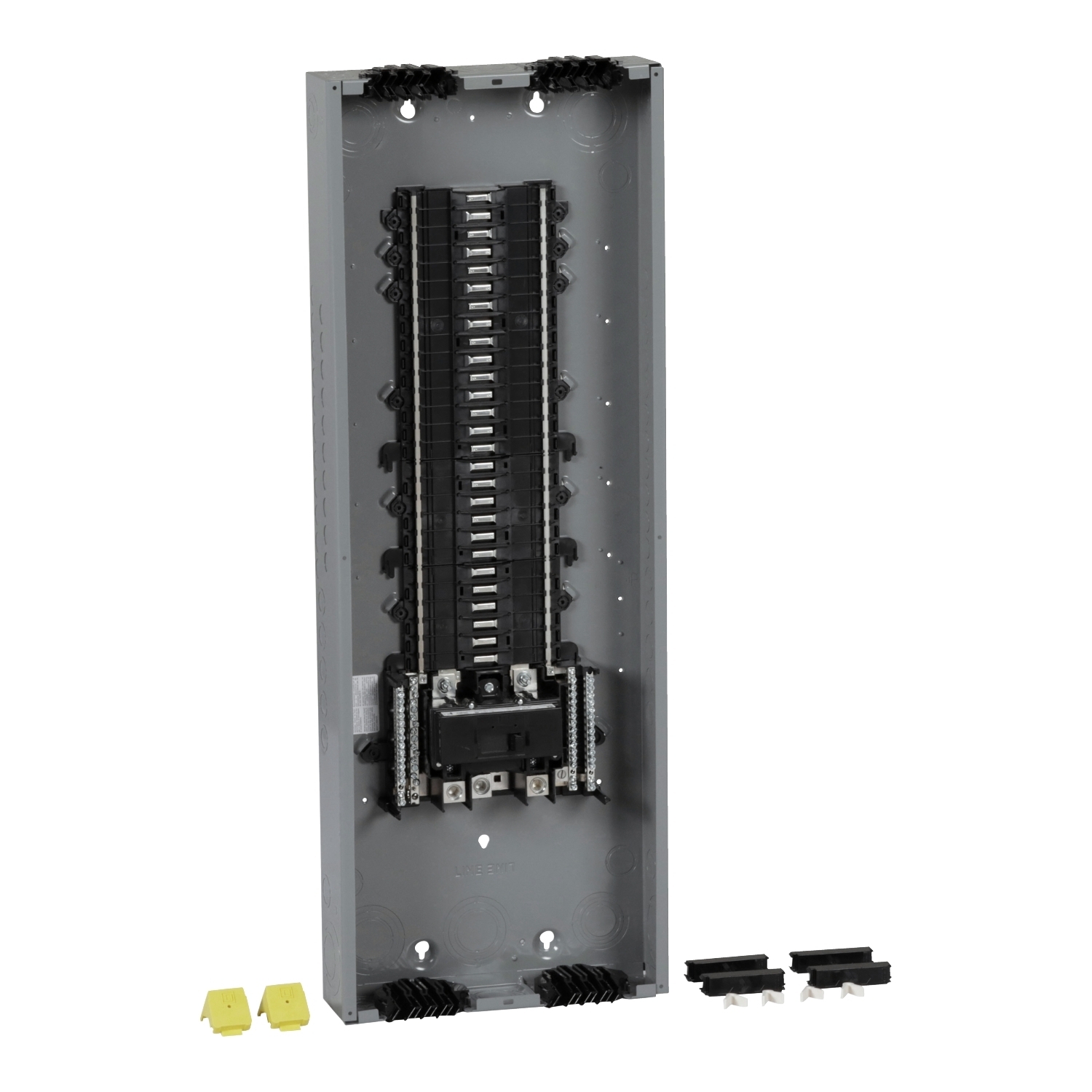 Load center, QO, 1 phase, 54 spaces, 64 circuits, 200A convertible main breaker, PoN, NEMA1, Qwik-grip