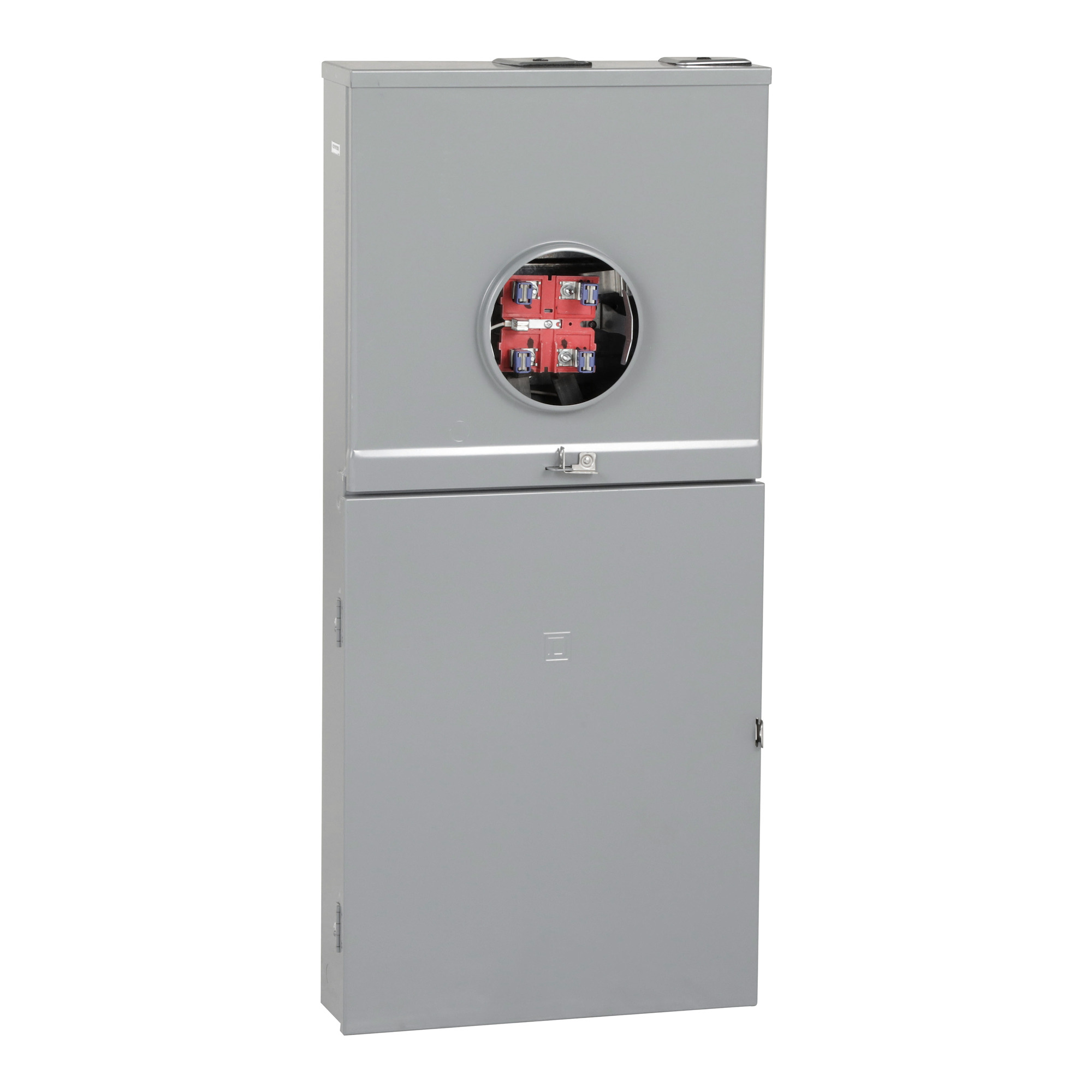Meter mains, Homeline, CSED, ringless socket, 200A, outdoor surface mount, maximum 8 spaces, 16 circuits, no bypass