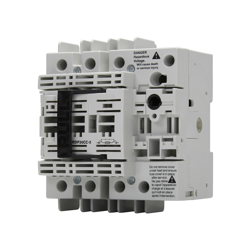 Eaton Bussmann series RDF fused rotary disconnect switch, Compact switch, Front handle operation, Fuse class CC, 600V, 30A, Fused disconnect switch - RDF30CC-3N