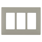 Renu Three-Gang Screwless Snap-On Wallplate Wood Smoke