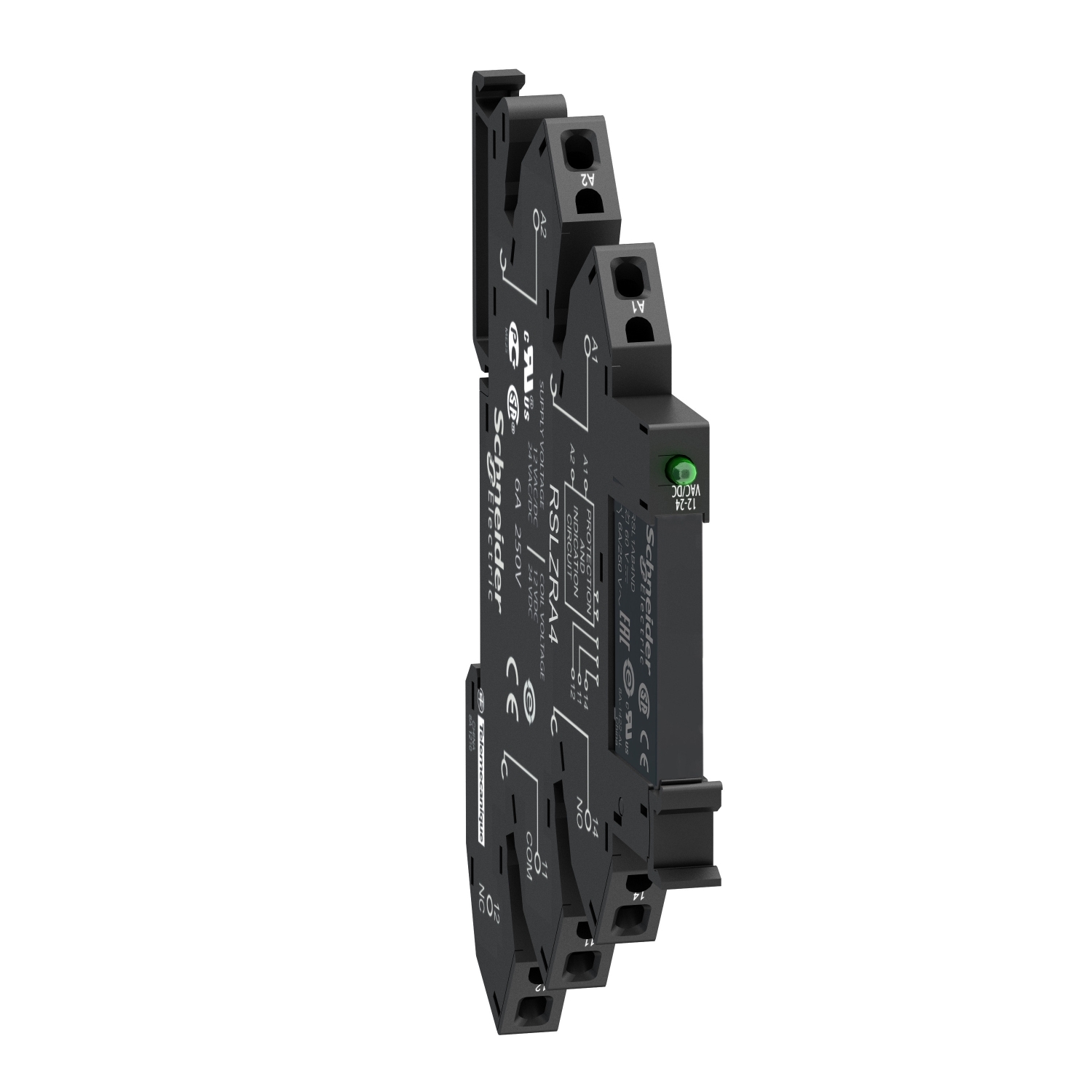 slim interface relay, Harmony Electromechanical Relays,  pre assembled, 6A, 1CO, with LED, spring terminals, 110V AC/DC
