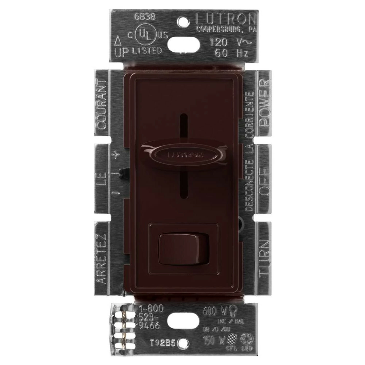 Skylark LED+ Dimmer for LED, halogen, and incandescent dimmable bulbs in brown
