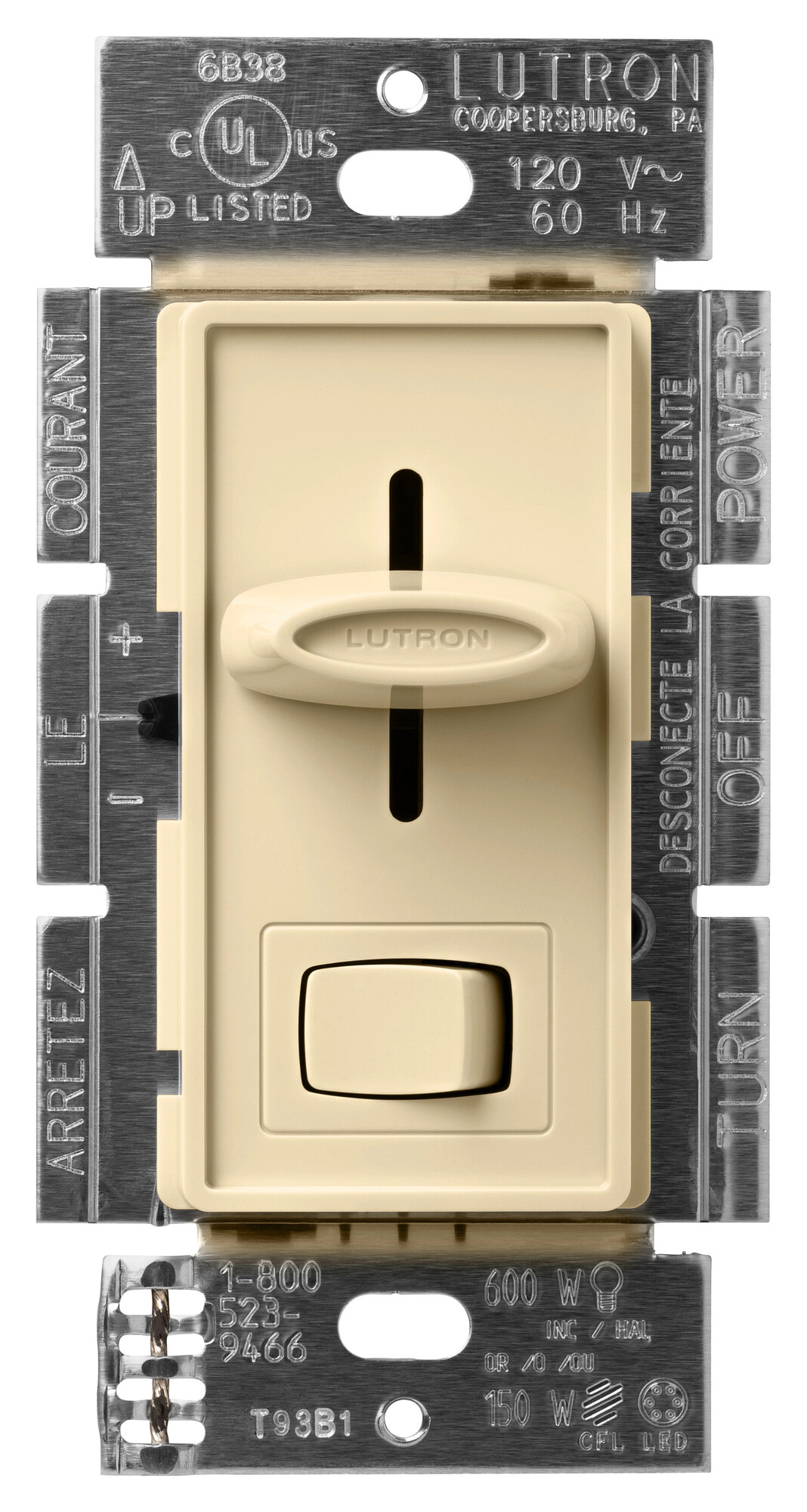 Skylark LED+ Dimmer for LED, halogen, and incandescent dimmable bulbs in ivory