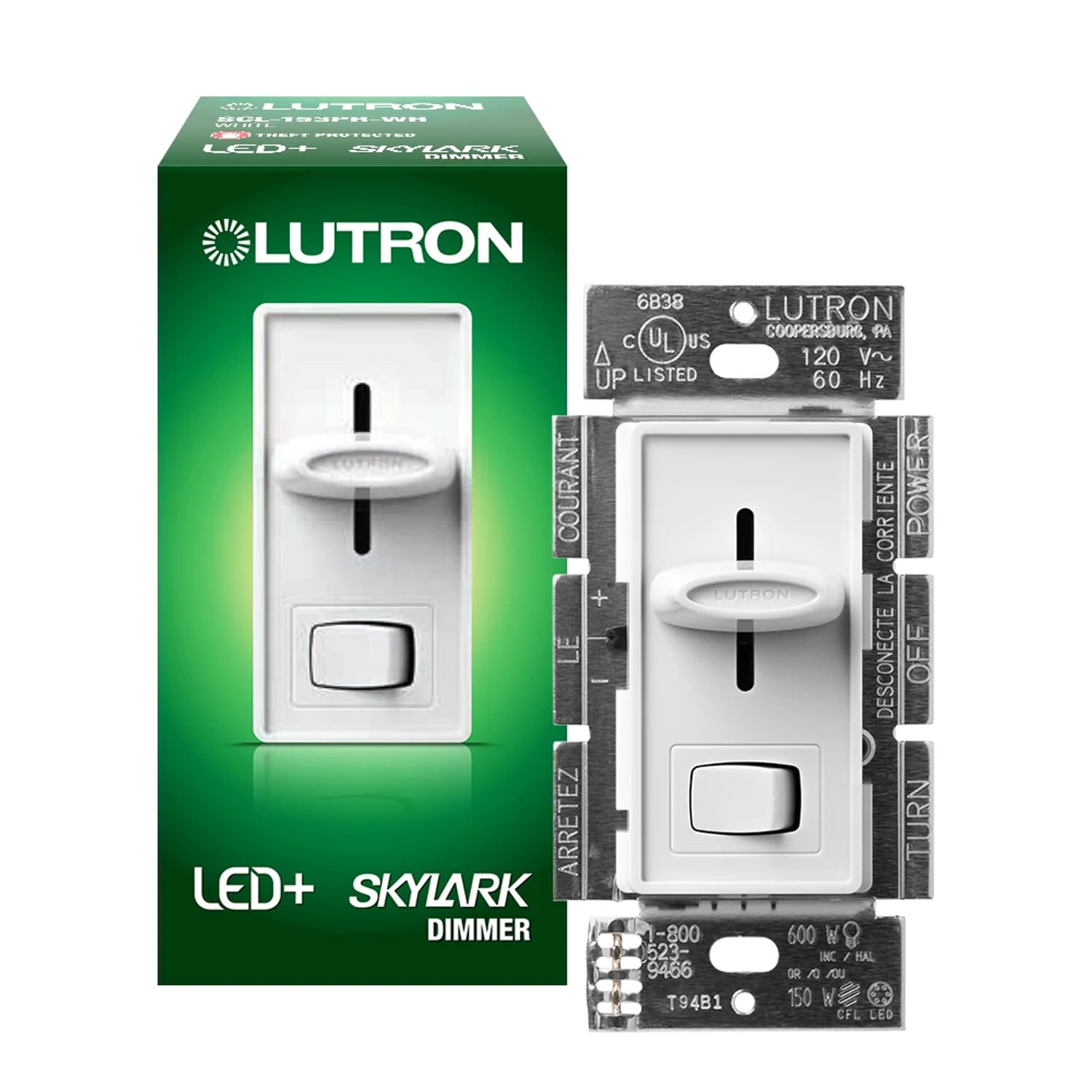 Skylark LED&#x2B; Dimmer for LED, halogen, and incandescent dimmable bulbs in white
