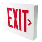 SE Series die-cast aluminium housing exit sign, Mounting Type: Wall, ceiling, end mount, Face style: single, Wording On Sign: EXIT, Letter Color: green, Housing Finish: white, Operation: emergency operation, Battery Type: Nickel Cadmium, Battery Runtime: 90 min, Voltage Rating: 120/277 VAC.