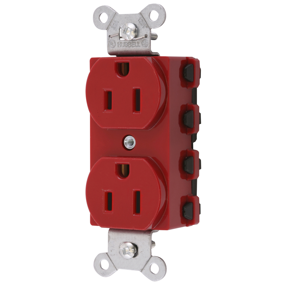 Straight Blade Devices, Receptacles, Duplex, SNAPConnect, 2-Pole 3-Wire Grounding, 15A 125V, 5-15R, Red, Nylon, USA.