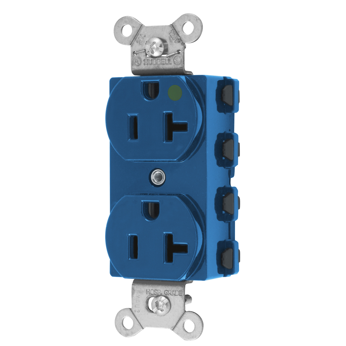 Straight Blade Devices, Receptacles, Duplex, SNAPConnect 2, Hospital Grade, 2-Pole 3-Wire Grounding, 20A 125V, 5-20R, Blue, USA