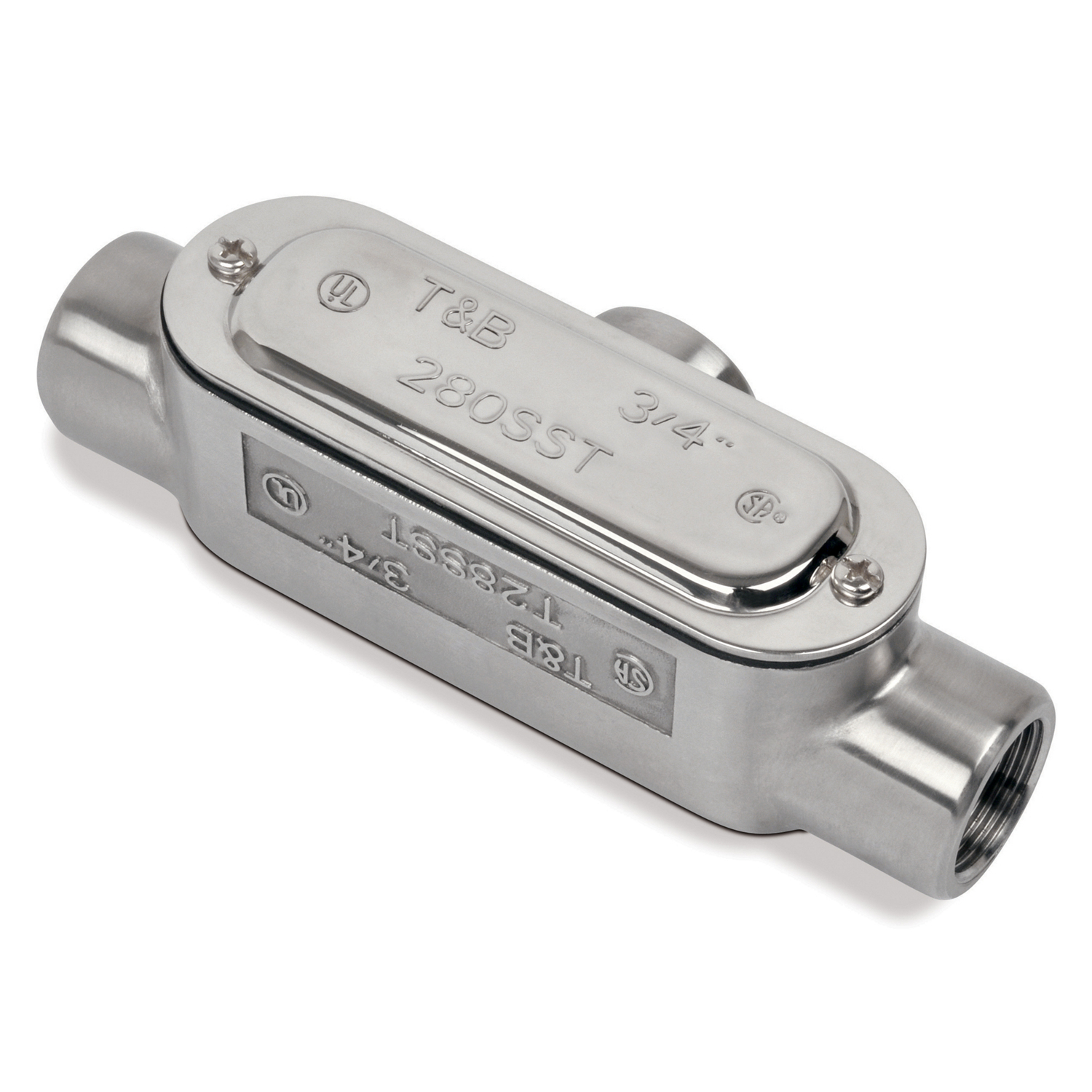 3/4 Inch 316 Stainless Steel Form 8 (T) Conduit Body, Cover and Gasket with Polished Finish