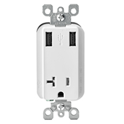 High Speed USB Charger/Tamper-Resistant Receptacle 20-Amp 125-Volt Ivory