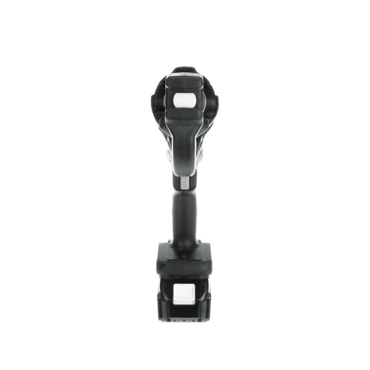 12-Ton Lithium-Ion Battery Open Crimp tool for crimping #8-750 kcmil Cu/Al Connectors.  Dimensions 17 inch high x 3.6 inch wide x 11.3 inch High. Includes 18 V DC, 5.0 Ah  Battery. Weight 16.3 pounds with Battery.