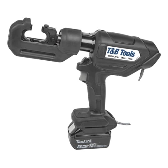 6-Ton Lithium-Ion Battery Powered Open Crimp Tool for Crimping #8-600 kcmil Copper, #8-400 kcmil Aluminum Connectors, Dimensions 13.7 inch long x 3.3 inch wide x 10.6 inch High, Includes 18 V Makita Battery. Weight with Battery 8.3 lbs.
