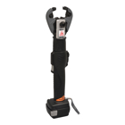 6-Ton Lithium-Ion Battery Powered Inline Open Die Crimp Tool for Crimping #8-500 kcmil Copper, #8-350 kcmil Aluminum Connectors.  20 x 3.5 x 4.5 inch.  8.75 pounds with Battery.  14.4 VDC, 3.0 Ah