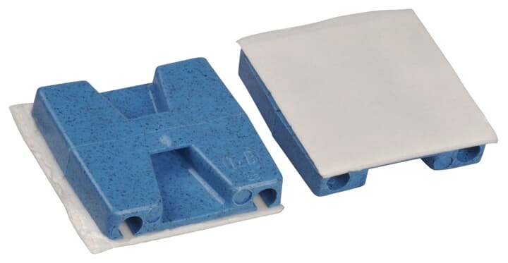 Two-Way Detectable Mounting Base, Detectable Blue Nylon 6.6 for Temperatures up to 65 Degrees Celsius (149 F), Length of 28.6mm (1.13 Inches), Width of 28.6mm (1.13 Inches), Height of 6.4mm (0.25 Inches), Self-Adhesive Mounting Method, 100 Pack