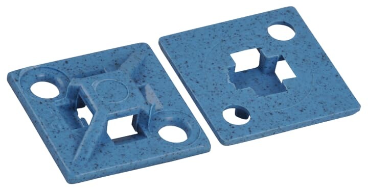 Four-Way Adhesive Mounting Base,  Detectable Blue Polypropylene for Temperatures up to 65 Degrees Celsius (149 F), Length of 19mm (0.75 Inches), Width of 19mm (0.75 Inches), Height of 4.9mm (0.19 Inches), Self-Adhesive Mounting Method, 100 Pack