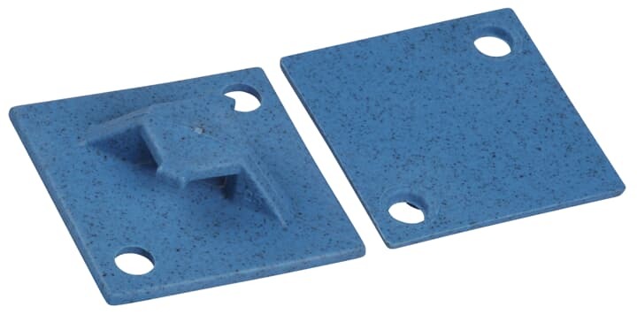 Four-Way and Two-Way Mounting Base With Open Leg Design, Detectable Blue Polypropylene for Temperatures up to 65 Degrees Celsius (149 F), Length of 28.6mm (1.13 Inches), Width of 28.6mm (1.13 Inches), Height of 8.7mm (0.34 Inches),Self-Adhesive Mounting Method, Bulk Pack
