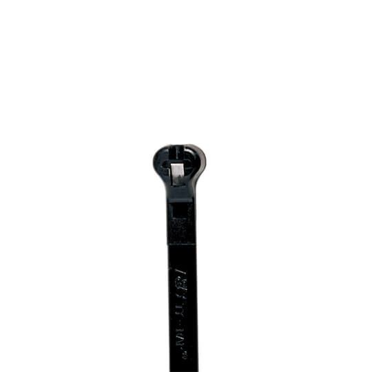 Cable Tie, Heat Stabilized, Ultraviolet Resistant Black Polyamide (Nylon 6.6) for Temperatures up to 105 Degrees Celsius (221 F) for Indoor or Outdoor Applications, UL/EN/CSA62275 Type 21S Rated, Length of 360.68mm (14.2 Inches), Width of 4.8mm (0.19 Inch), Thickness of 1.27mm (0.05 Inch), Tensile Strength Rating of 222 Newtons (50 pounds), Bulk Pack