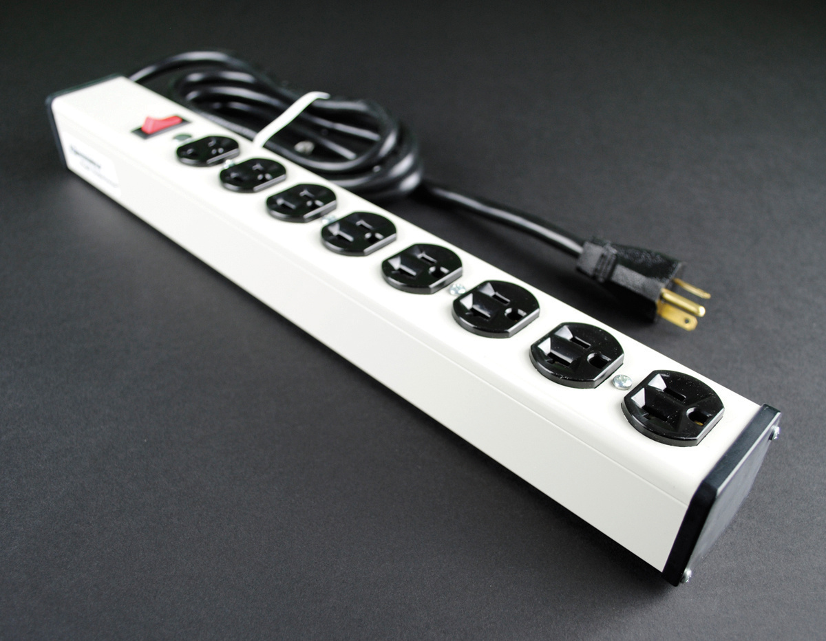  Plug-In Outlet Center; 8 Outlet, 15 ft, 20 Amp, 120 Volt, Putty White