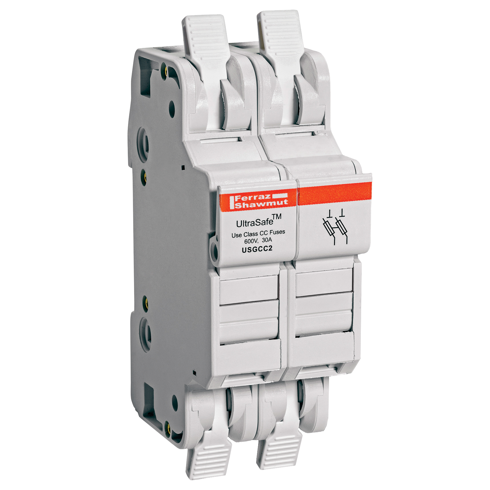 Fuse Holder 600VAC 600VDC Class CC 30A 2-Pole Cage Clamp IP65