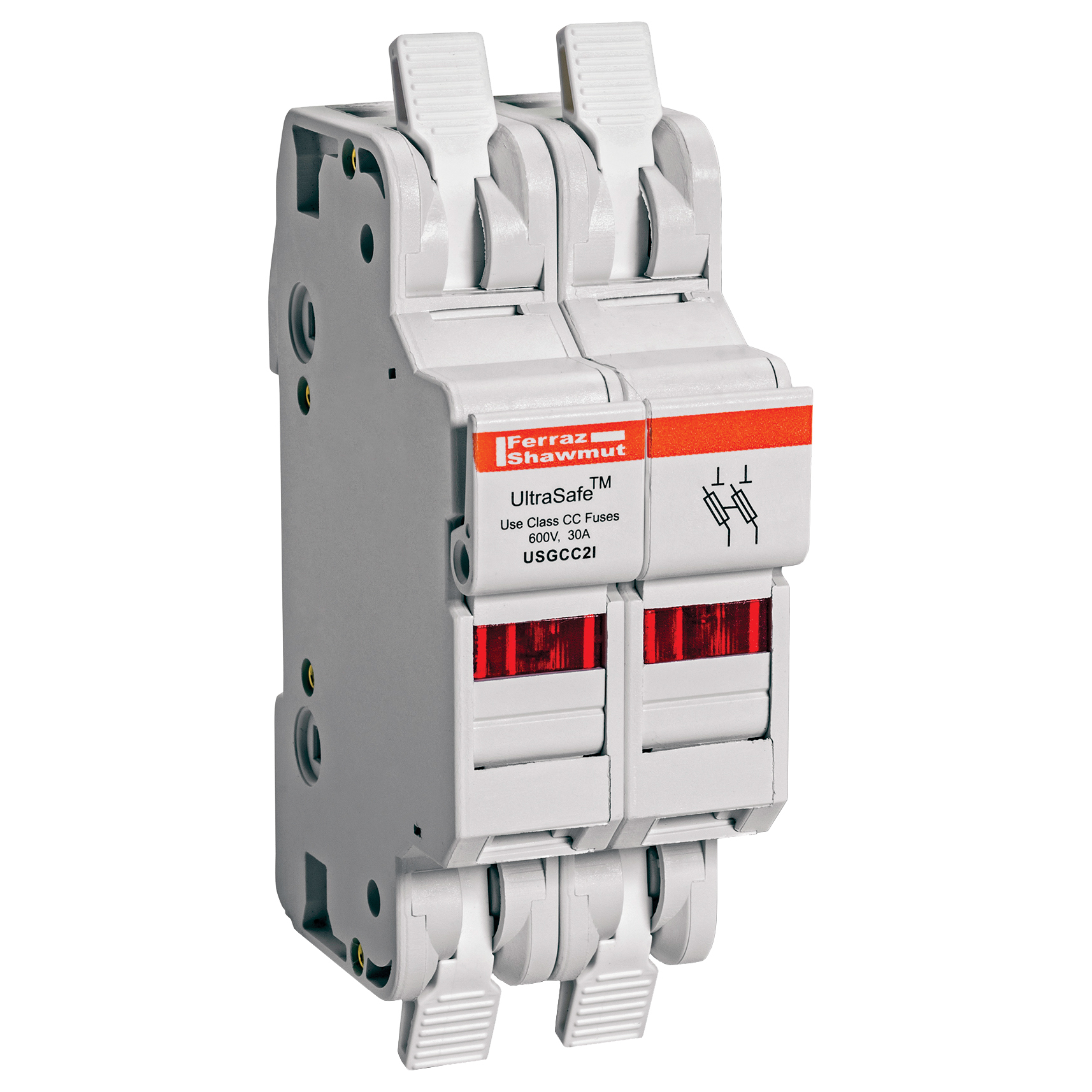 Fuse Holder 600VAC 600VDC Class CC 30A 2-Pole LED Cage Clamp IP65