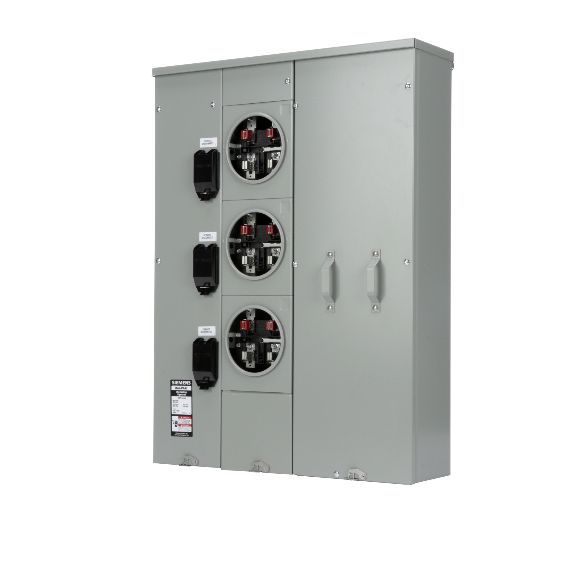 WEP4312 PAK Metering, 400 Amp, 3 Gang, 1 Phase, 225 Amp, 4 Jaw, Ringed, EUSERC