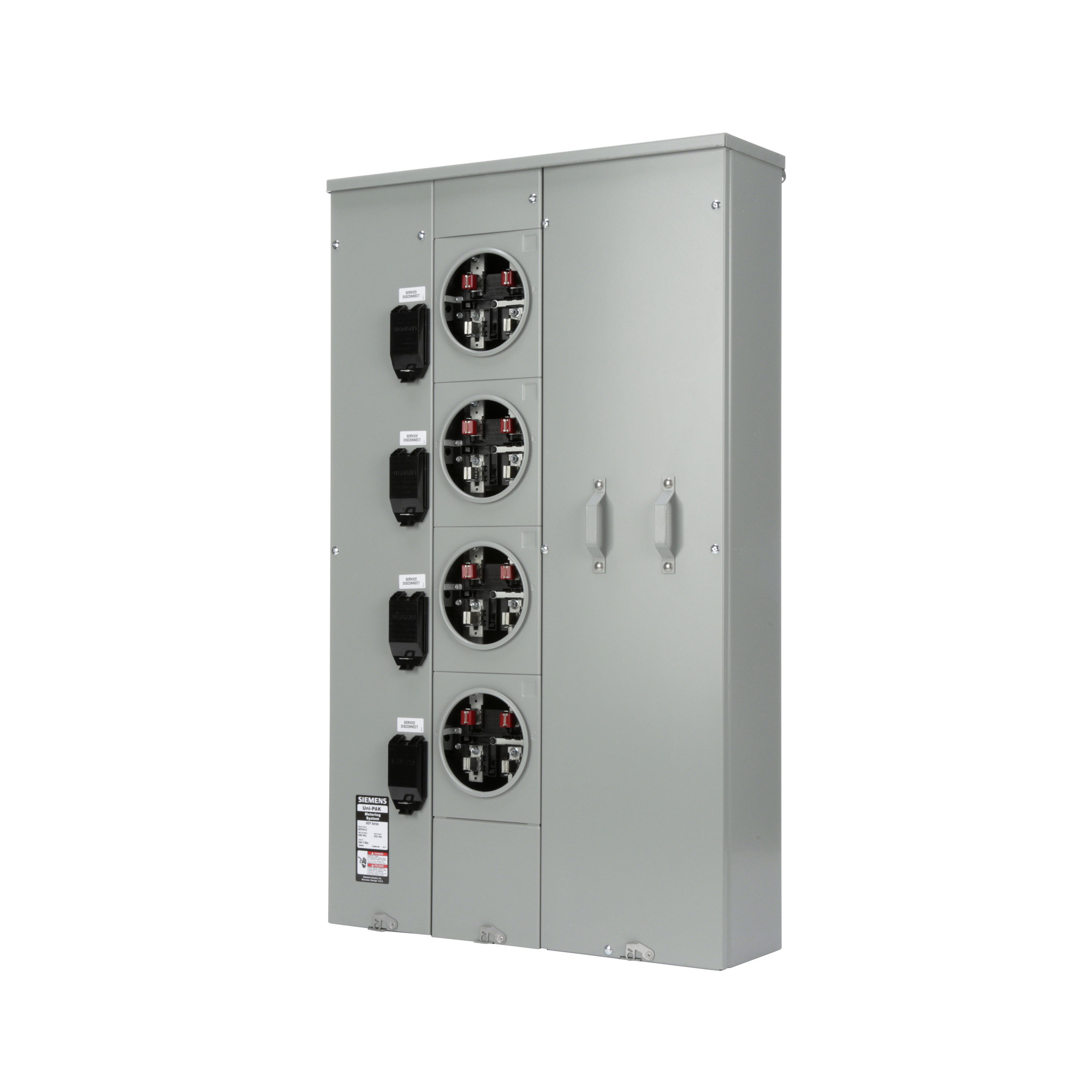 WEP4412 Meter Pak, 400 Amp, 4 Gang, 1 Phase, 225 Amp, 4 Jaw, Ringed, EUSERC