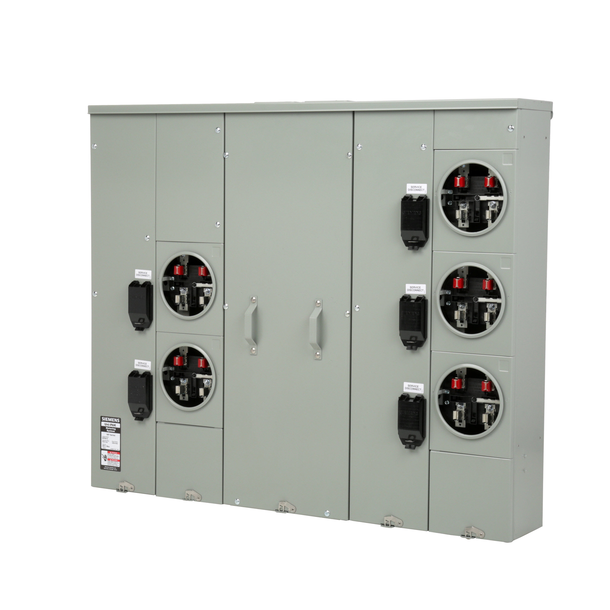 WP6512 PAK Metering, 600 Amp, 5 Gang, 1 Phase, 225 Amp, 4 Jaw, Ringed