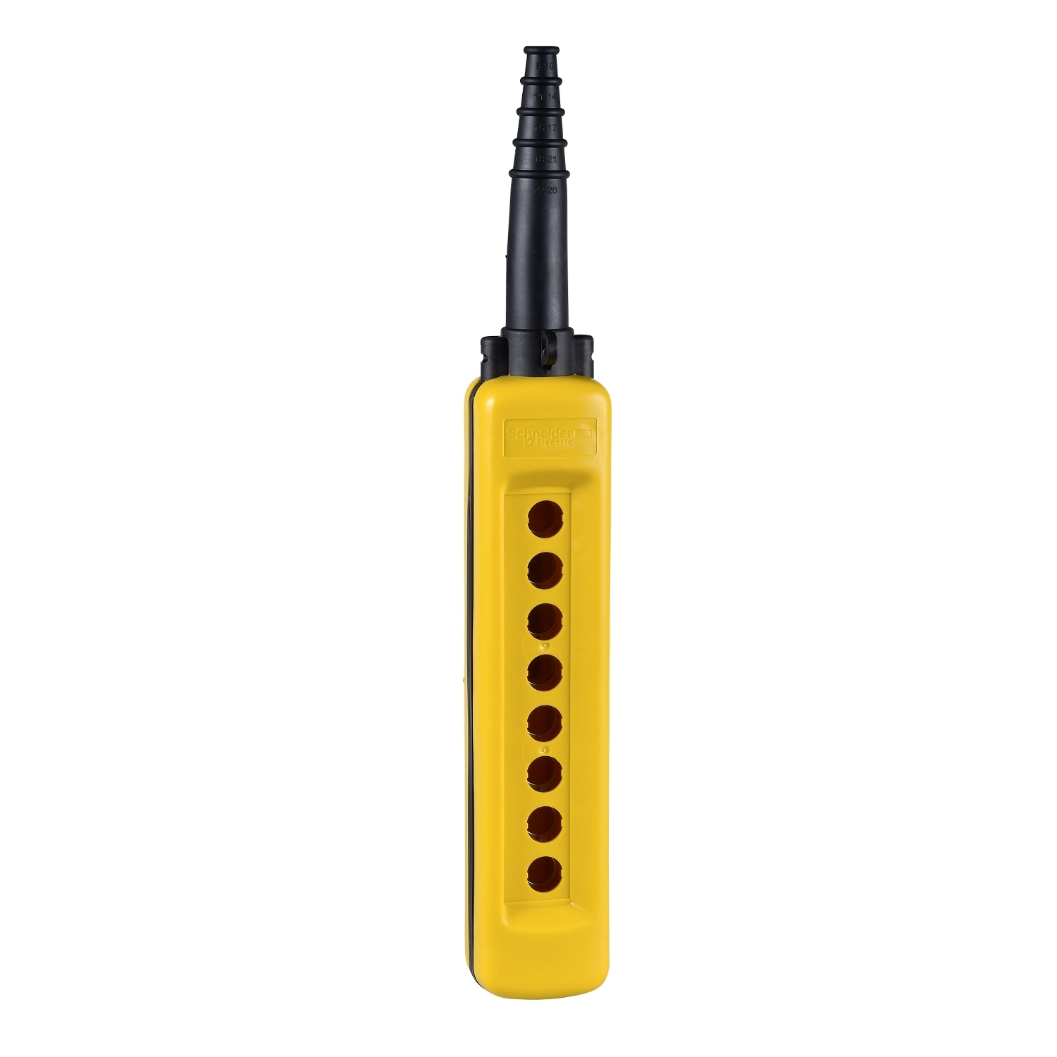 Empty pendant control station, Harmony XAC, plastic, yellow, 8 cut outs, UL CSA certified