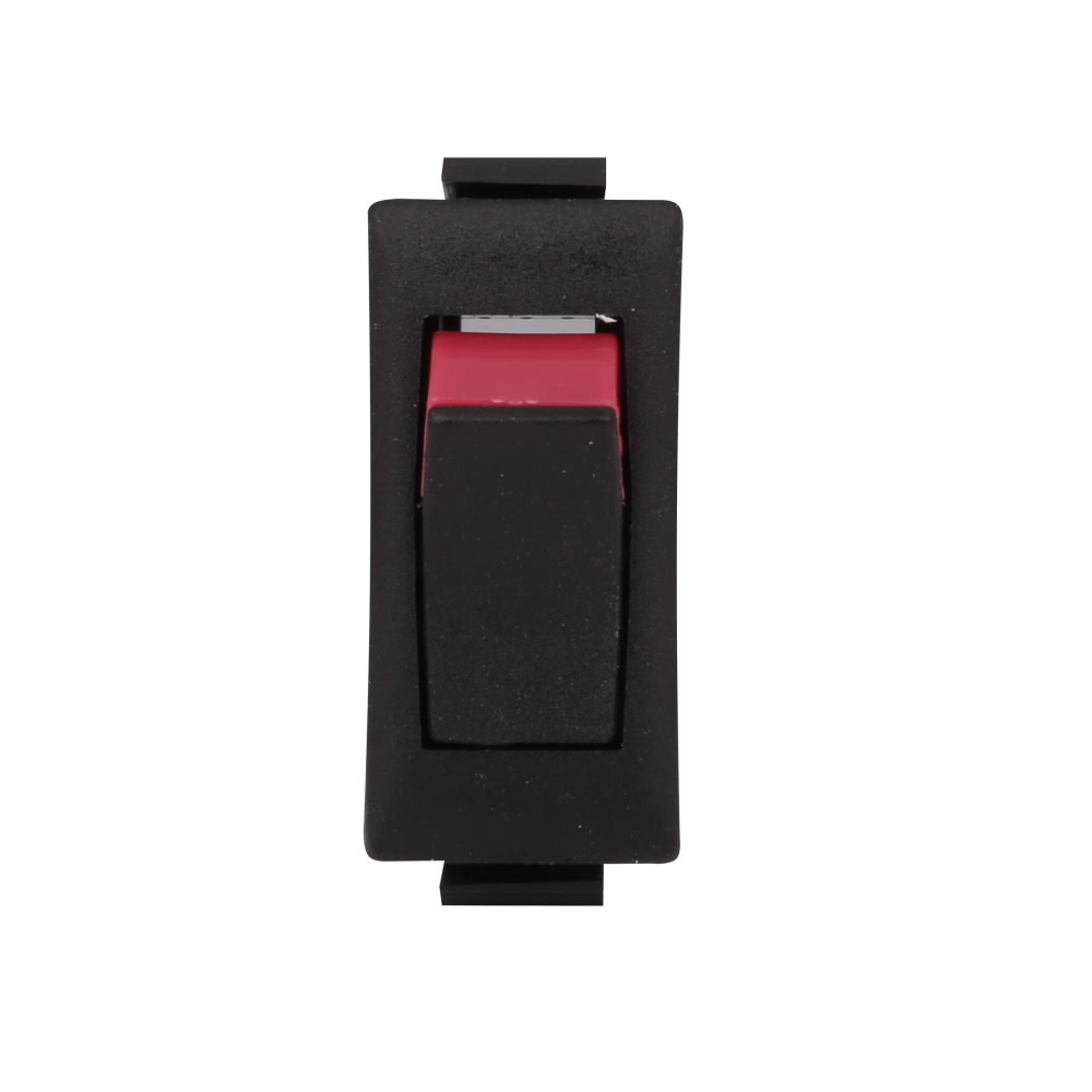 Hi-Lite Rocker with High Inrush, Circuit code: 1, CP: ON-NONE-OFF, Single-pole, Single-throw, 22A at 125 Vac, 16A at 250 Vac, 6A at 125 Vac, 10A at 14VT, ENEC: 16(4)A at 250V, 1 hp at 125-250 Vac, 0.250-inch spade terminal, Black frame