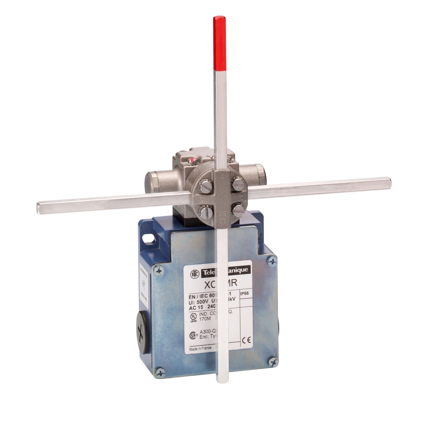 Limit switch, Limit switches XC Standard, XCKMR, reverse head stay put crossed rods, 2x(2 NC), slow, M20