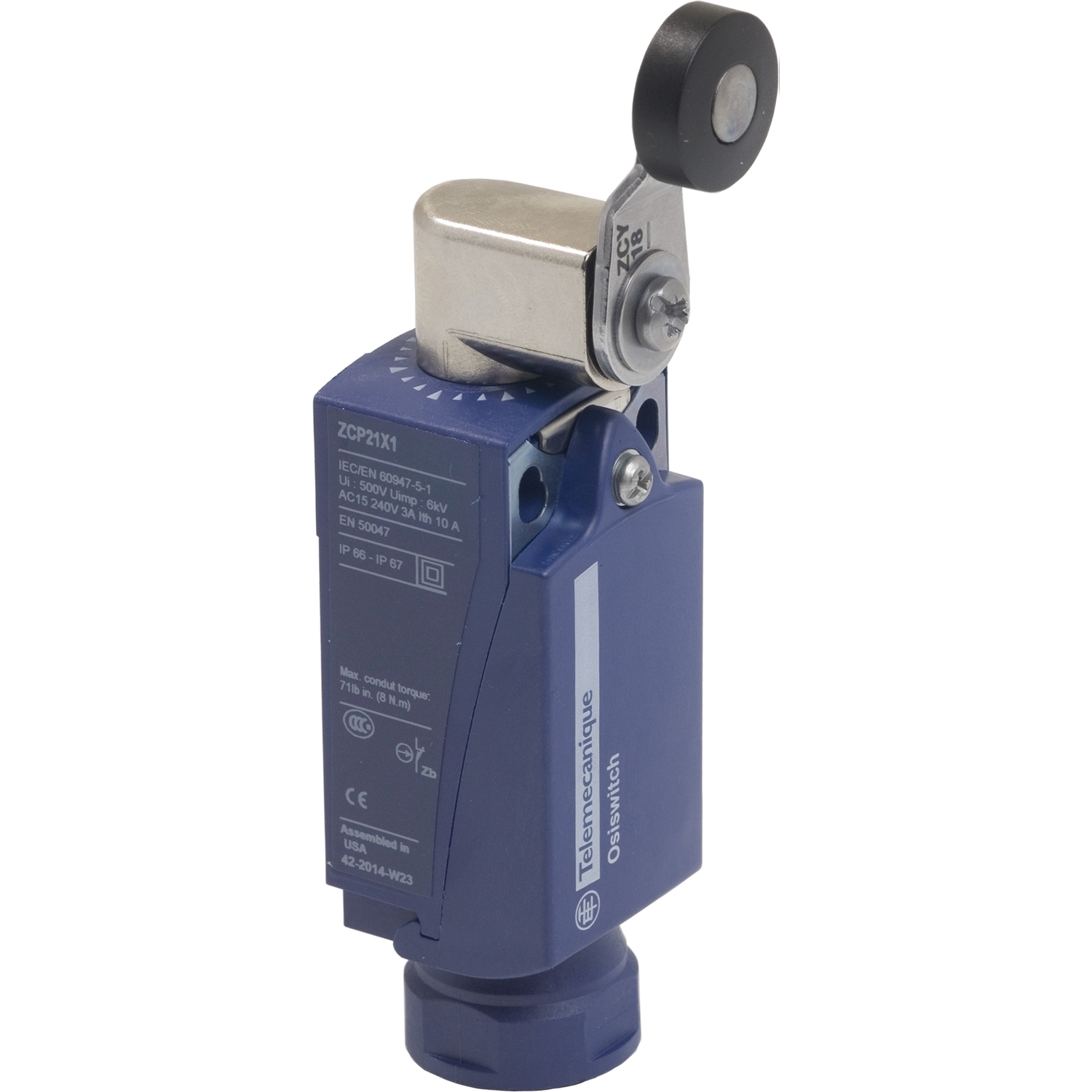Limit switch, Limit switches XC Standard, XCKP, metal end plunger, 1NC+1 NO, snap