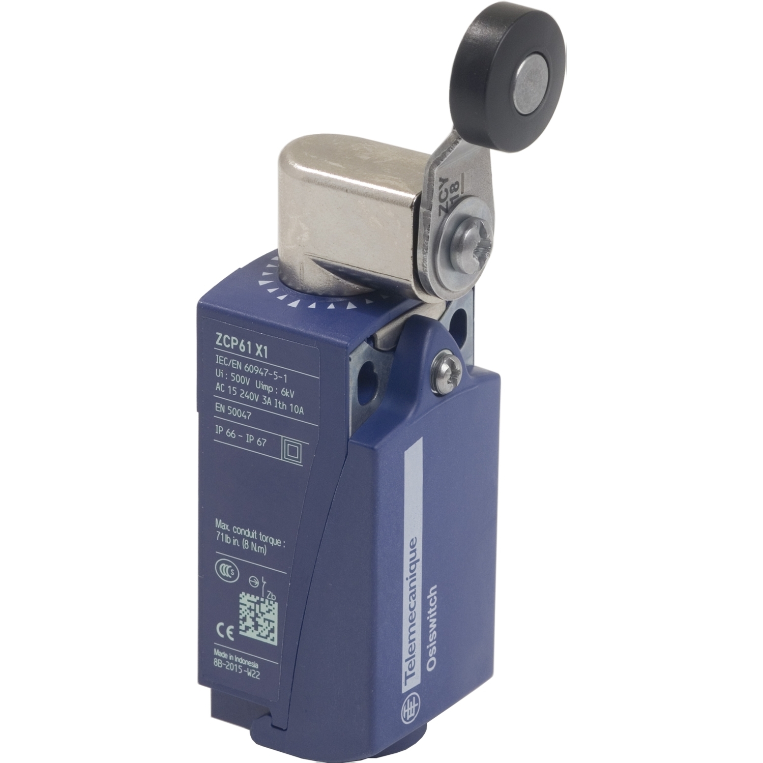 Limit switch, Limit switches XC Standard, XCKP, metal end plunger, 1NC+1 NO, snap