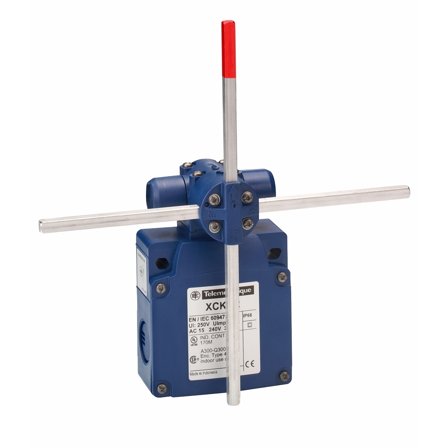 Limit switch, Limit switches XC Standard, XCKVR, stay put crossed rods lever 6 mm, 2x(NC+NO), slow, M20