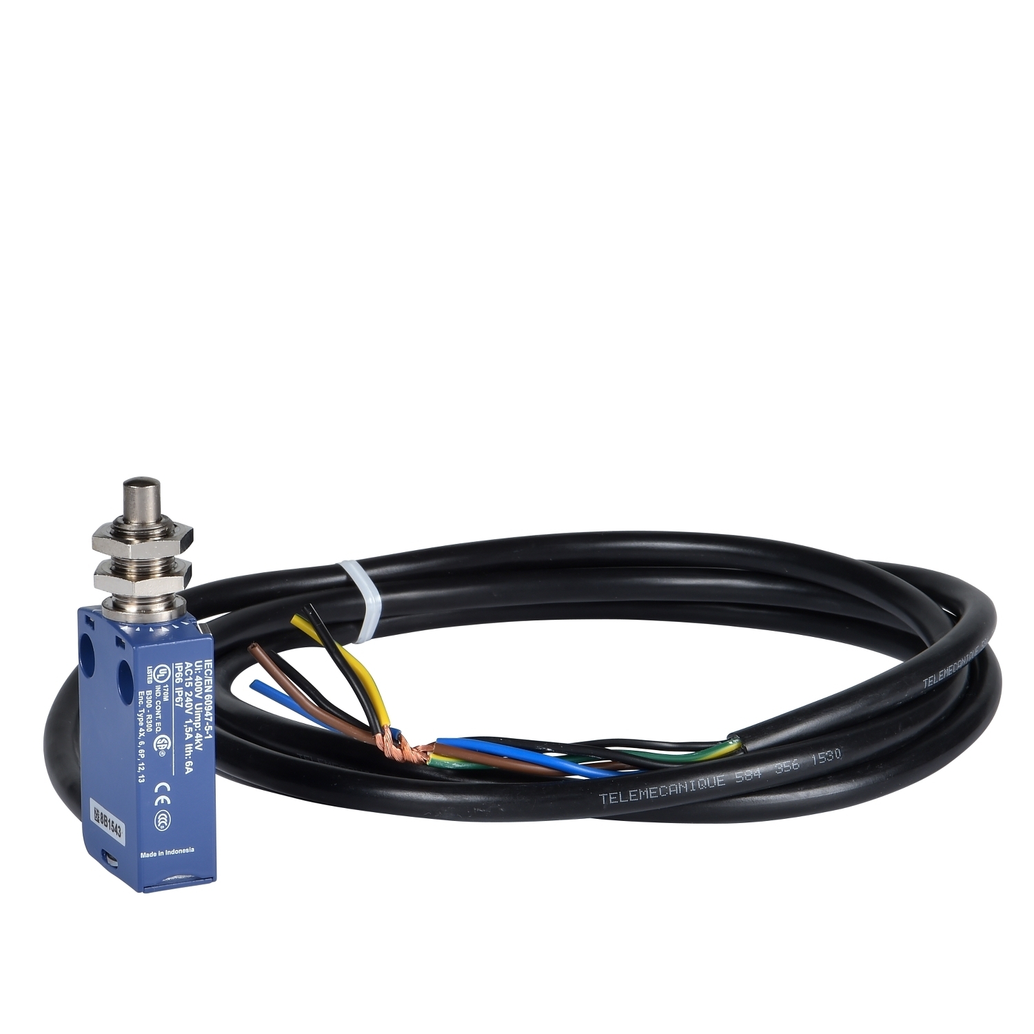 Limit switch, Limit switches XC Standard, XCMD, M12 metal end plunger, 1NC+1 NO, snap, 5 m