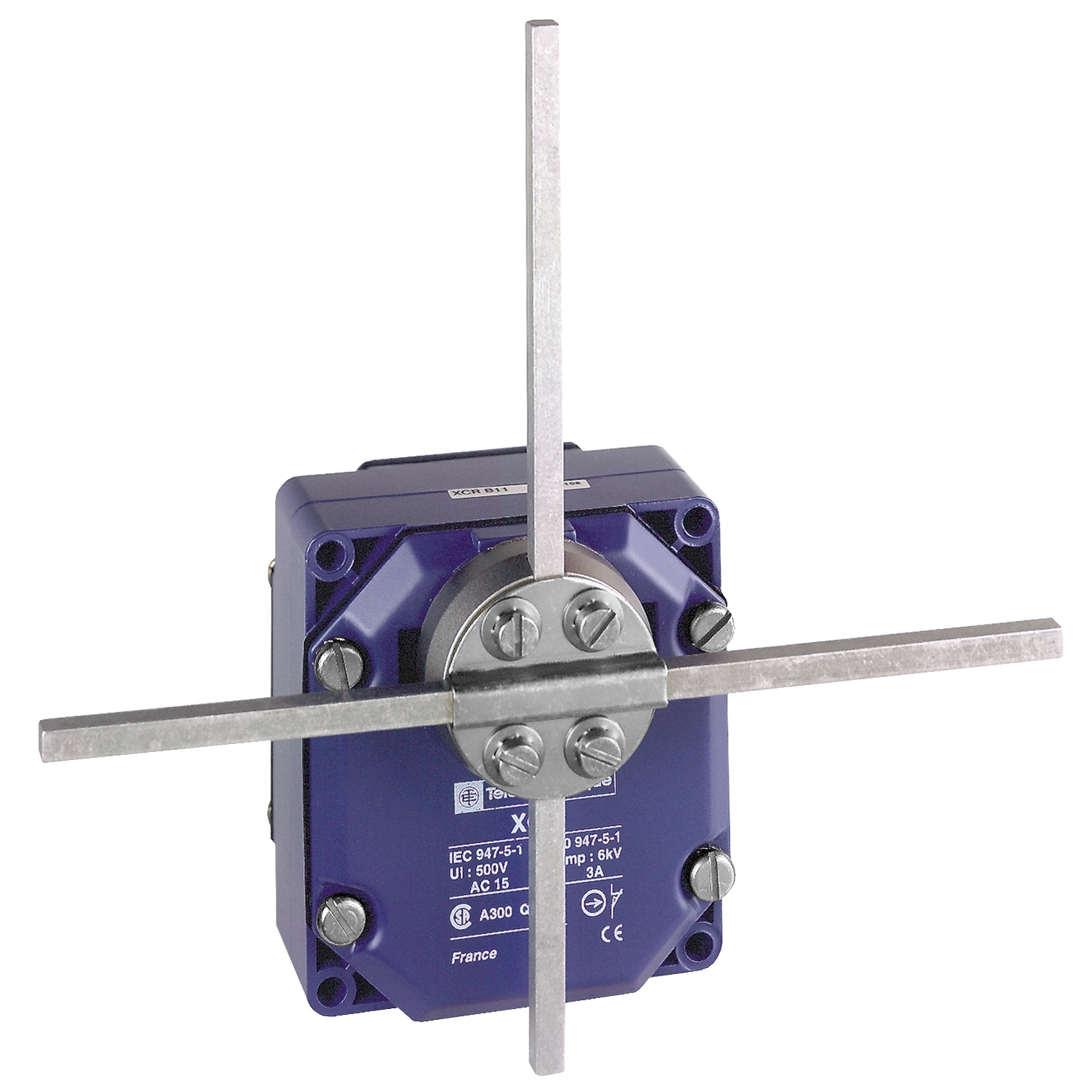 Limit switch, Limit switches XC Standard, XCR, metal stay put crossed rods lever square rod 6 mm, 2X(1NC+NO)