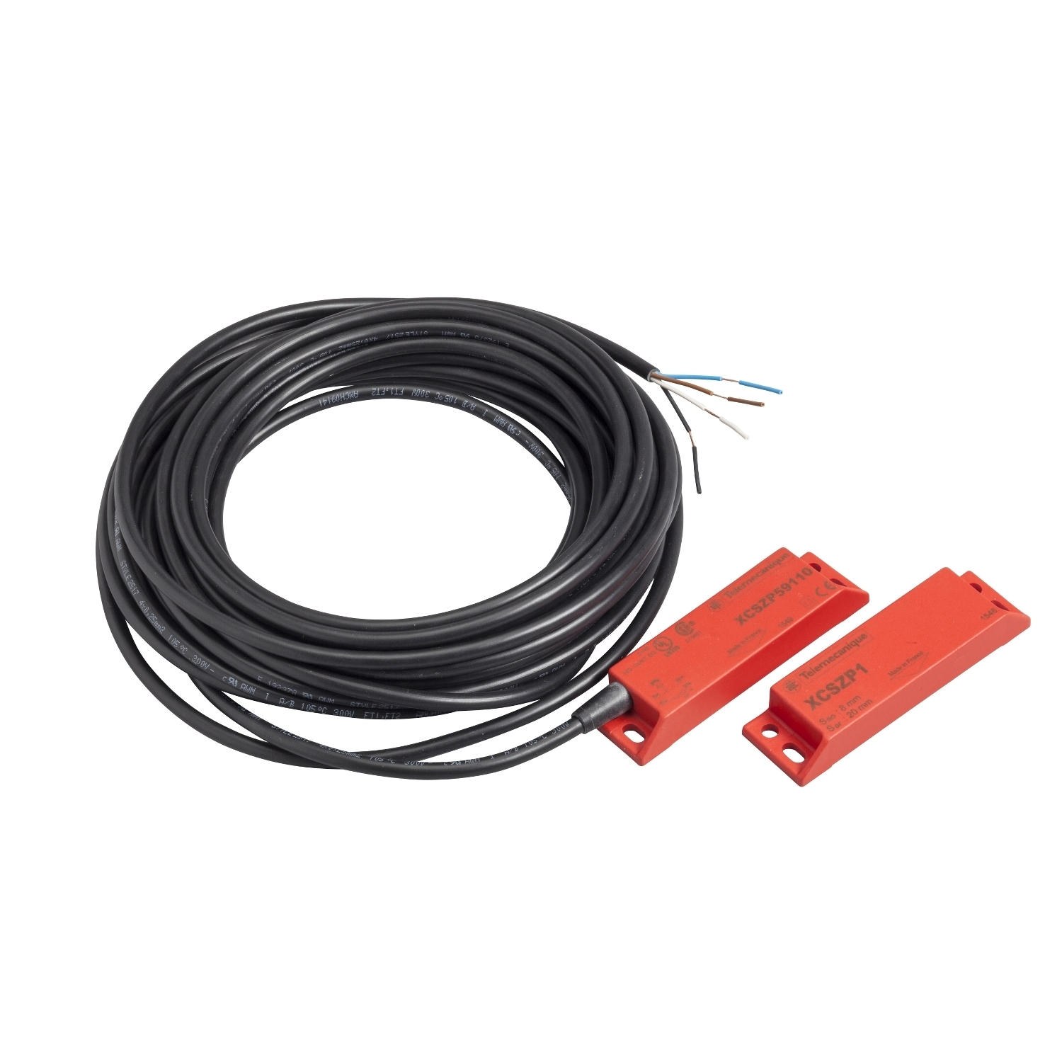 Coded magnetic switch, Telemecanique Safety switches XCS, XCSDMP, 2 NC + 1 NO, 1 NC staggered, 10 m